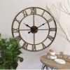 Decorative 18.5-inch Roman Numerals Silent Non-Ticking Wall Clock in Gold