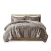 King/CAL King Grey Soft Sherpa Faux Fur 3-Piece Comforter Set with Pillow Shams