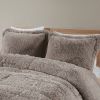 King/CAL King Grey Soft Sherpa Faux Fur 3-Piece Comforter Set with Pillow Shams