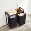 HomeMetal Wood Industrial Modern Laundry Sorter Hamper Black/Brown