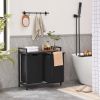 HomeMetal Wood Industrial Modern Laundry Sorter Hamper Black/Brown