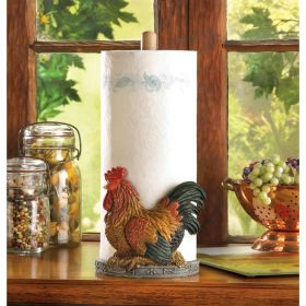 Rustic Farmhouse Rooster Paper Towel Holder - Country Kitchen Decor