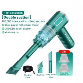 Cordless Hand-Held Vacuum Cleaner Mini Portable Car Auto Home Wireless Handheld Vacuum Cordless, Portable Car Vacuum Cleaner With Powerful Suction And (Color: Green)