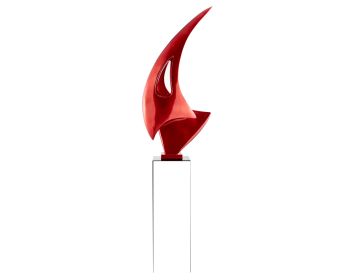 Sail 70" Tall Floor Sculpture (Option: Metallic Red With White Stand)