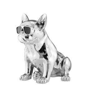 French Bulldog Sitting Sculpture (Option: Chrome & Black)