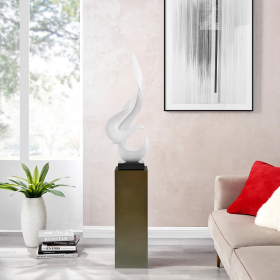 Flame 65" Tall Floor Sculpture (Option: White With Gray Stand)